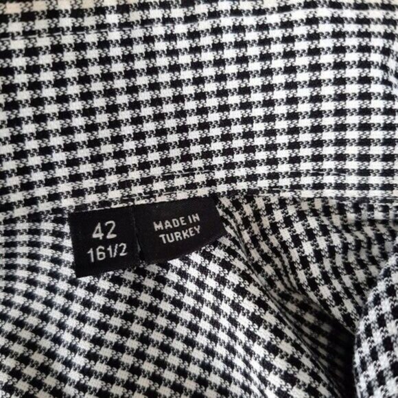 BOSS Jason Slim Fit B&W Checkered Pattern Button Down Shirt Men's Sz 16 1/2 - Picture 10 of 12